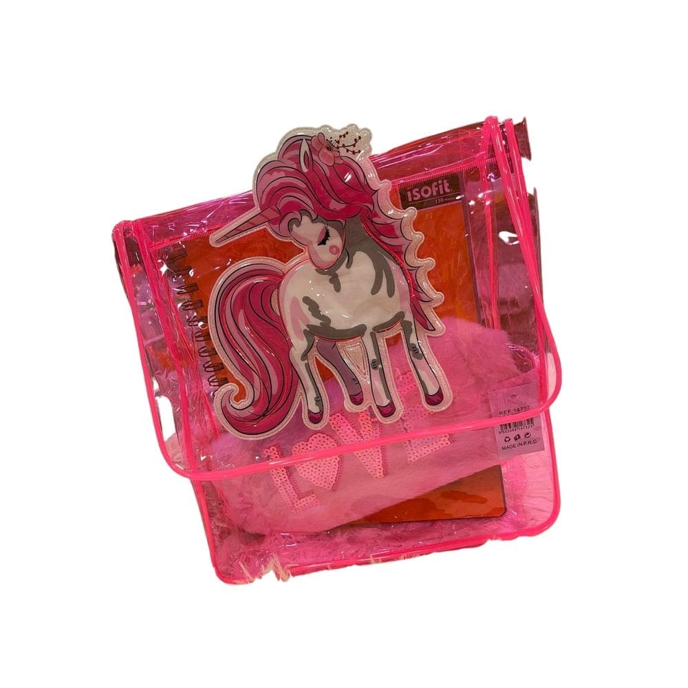 Mochila Kawaii Unicorn and Dragon de plástico transparente