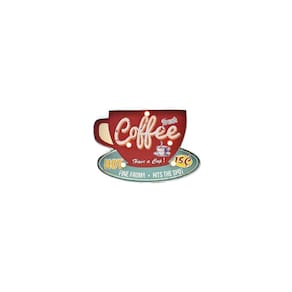Placa decorativa de LED vintage para café fresco em metal 40x5x28cm