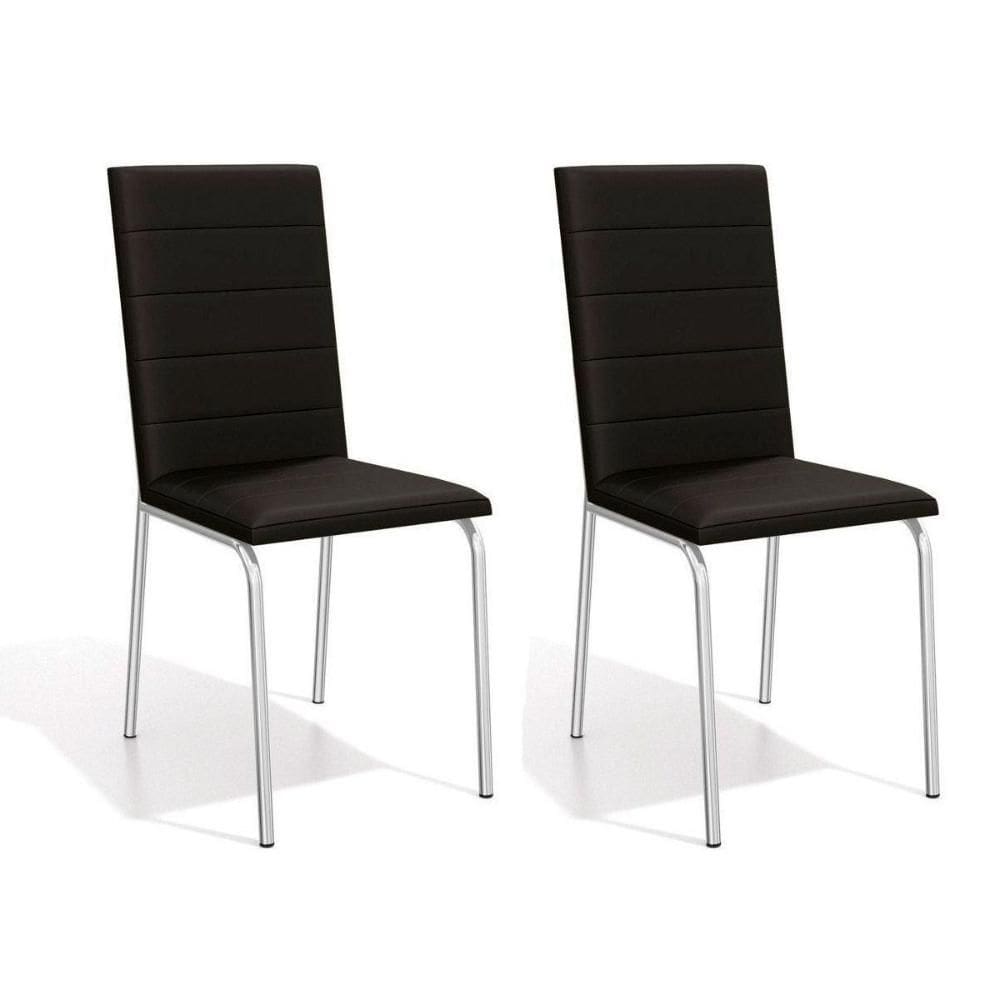 Cadeira Sala de Jantar Amsterdã 2C091 Aço Kit 2 Uni Cromada - Assento Preto 110 - Kappesberg