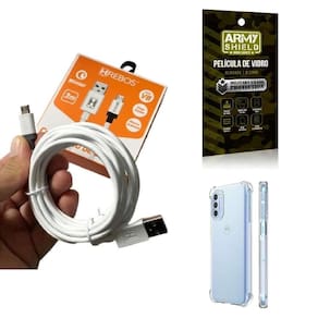 Kit capinha motorola g41 com cabo turbo e película de vidro