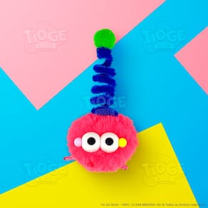 Monstrinho Bolinha de Pelúcia Antena Espiral Presilha Cabelo Maluco Bichinho Olhos Grandes Fofo Engraçado Vermelho Azul