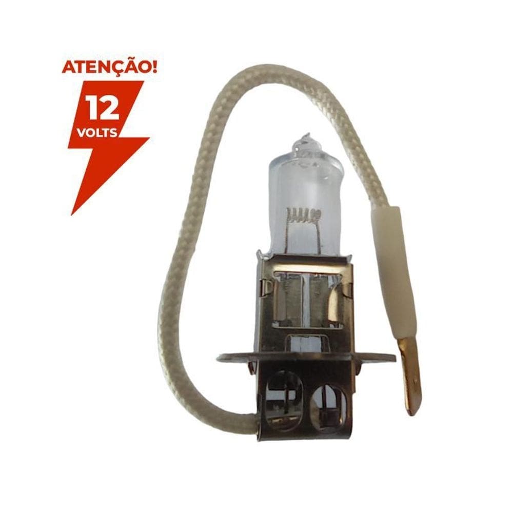 Lâmpada h3 halógena 12v - 55w - base pk22s branca