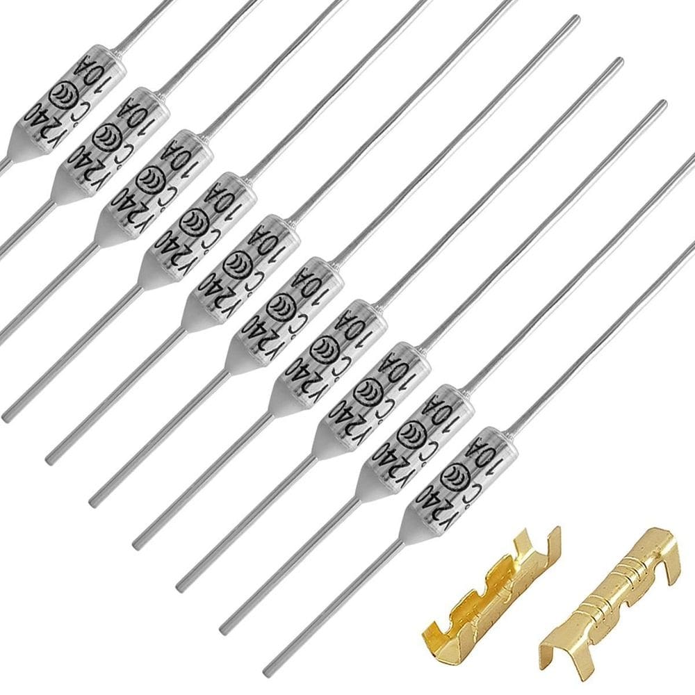 10 fusível térmico 240 graus 10a 250v + 20 terminais luva