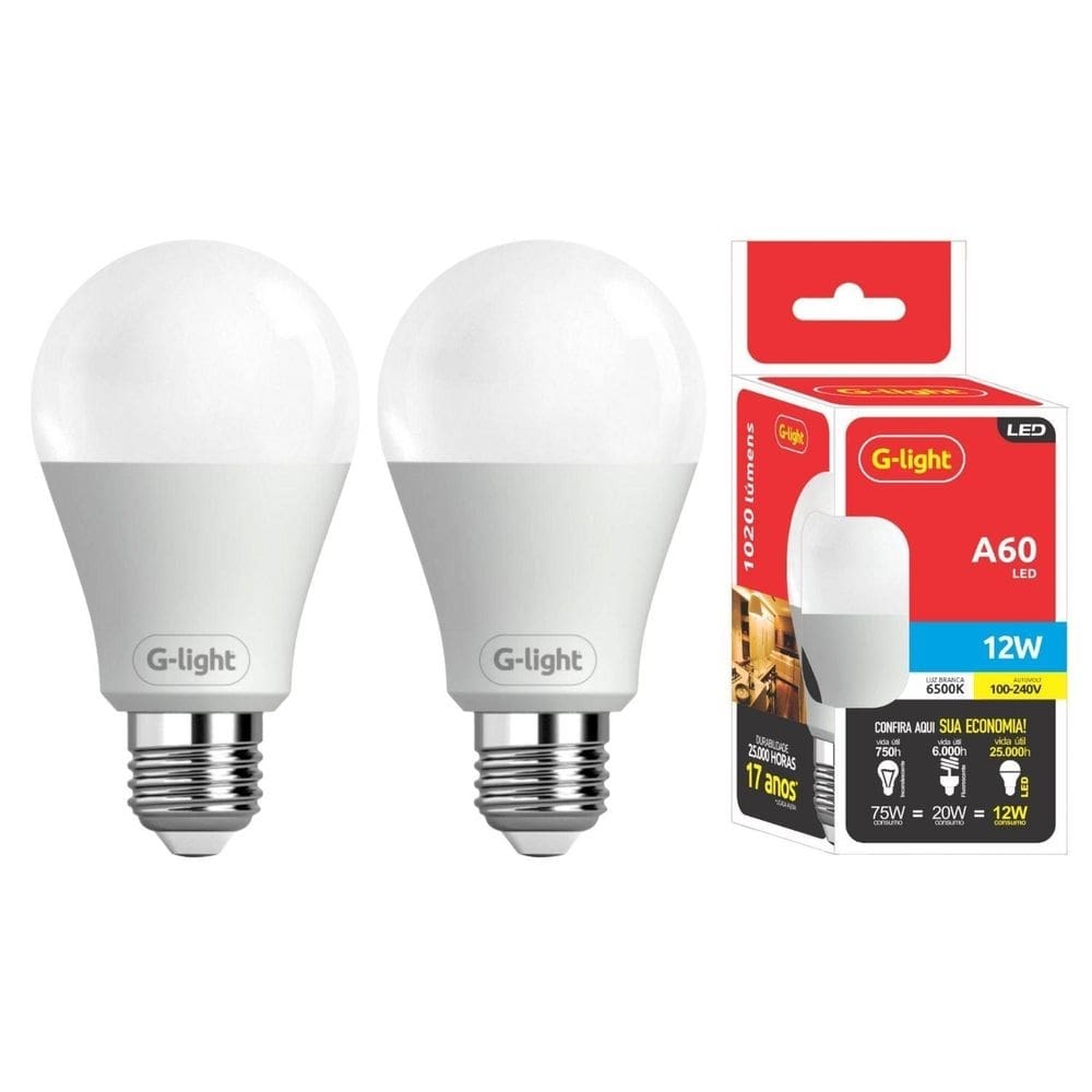 Kit 2 lâmpadas led 12w 6500k autovolt formato bulbo