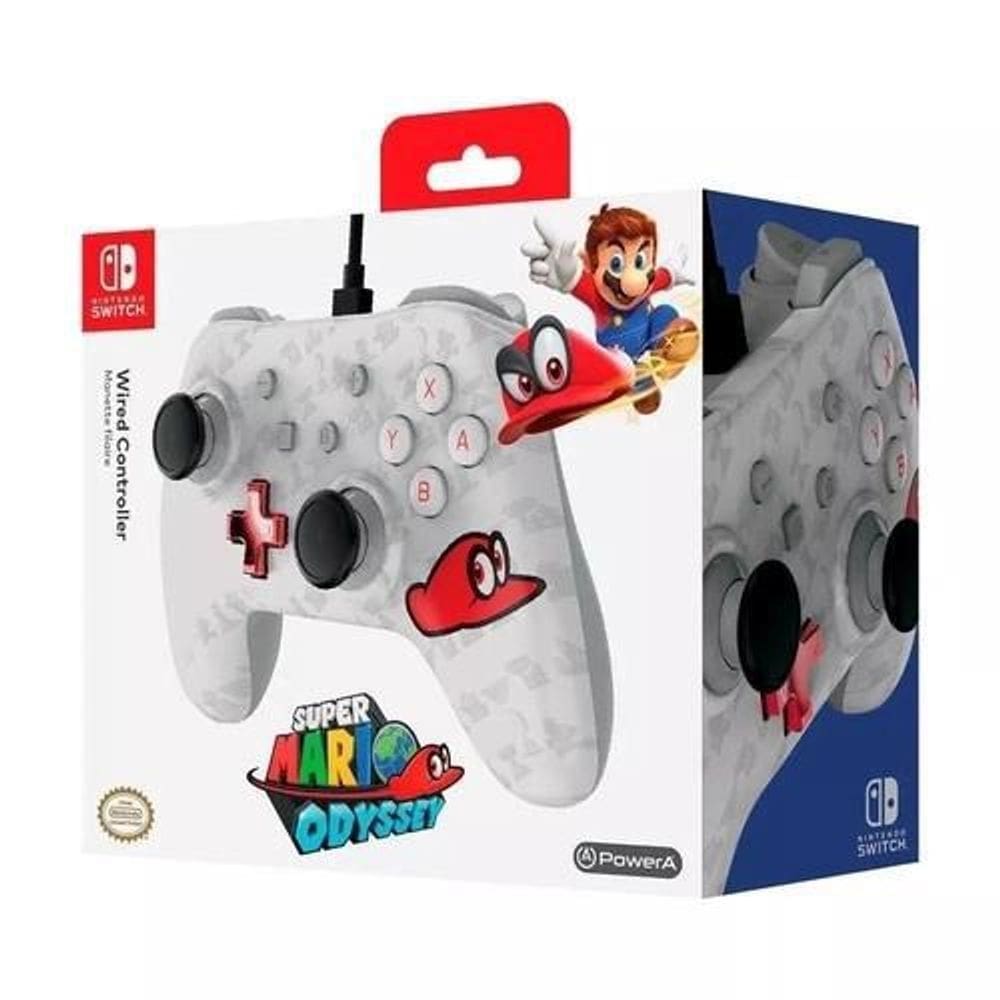 Controle powera wired com fio - mario odyssey cappy - switch
