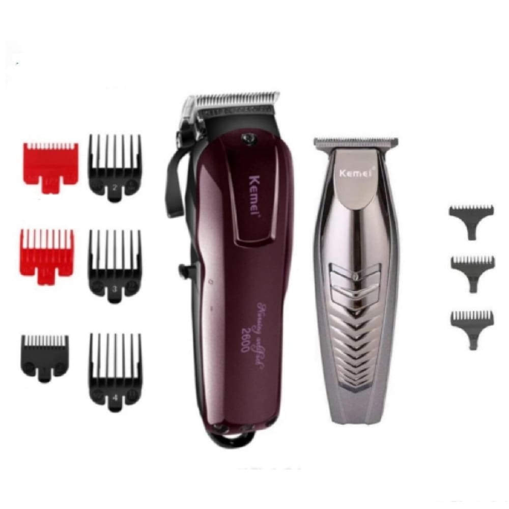 Kit maquina cortar cabelo kemei 2600 e acabamento kemei 2712