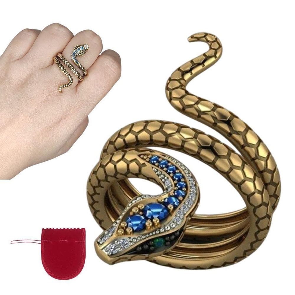Anel ouro velho ajustável cobra serpente snake