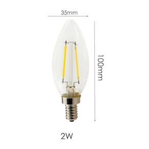 Pacote de lâmpadas de vela de filamento LED com 4 lâmpadas quentes de 2W E14 2700K