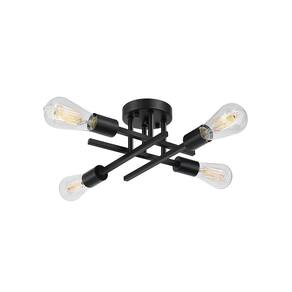 Lâmpada de teto Modern Metal de 4 lâmpadas E27 LED Light - preta