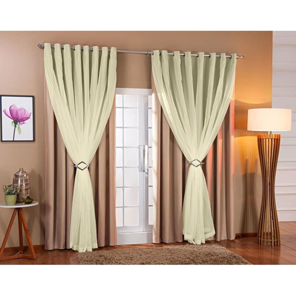 Cortina Voil Blackout 6,00x2,60 - Sala e Quarto Avelã