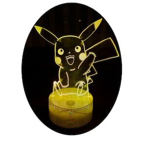Lâmpada Pikachu 3D Illusion com sensor de toque LED de 7 cores