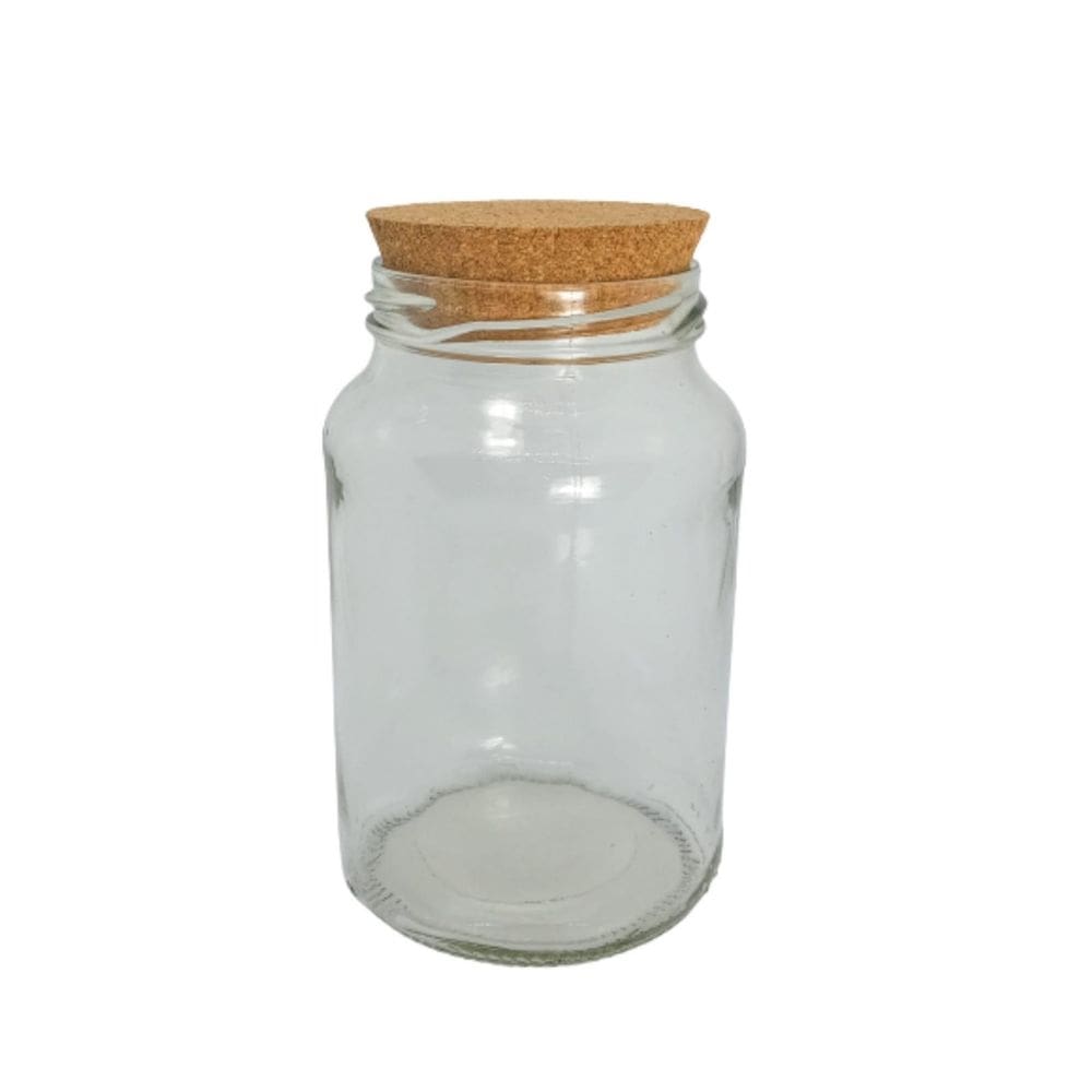 Kit 15 potes de vidro 600ml com rolha cortiça