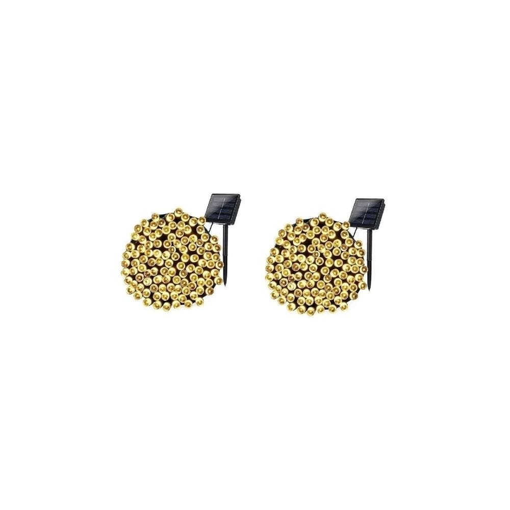 Guirlanda de Natal com luzes solares de 10 m, 100 LEDs quentes, pacote com 2