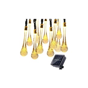 Luz quente externa Solar Garland Fairy Drops 30 LED de 7 m
