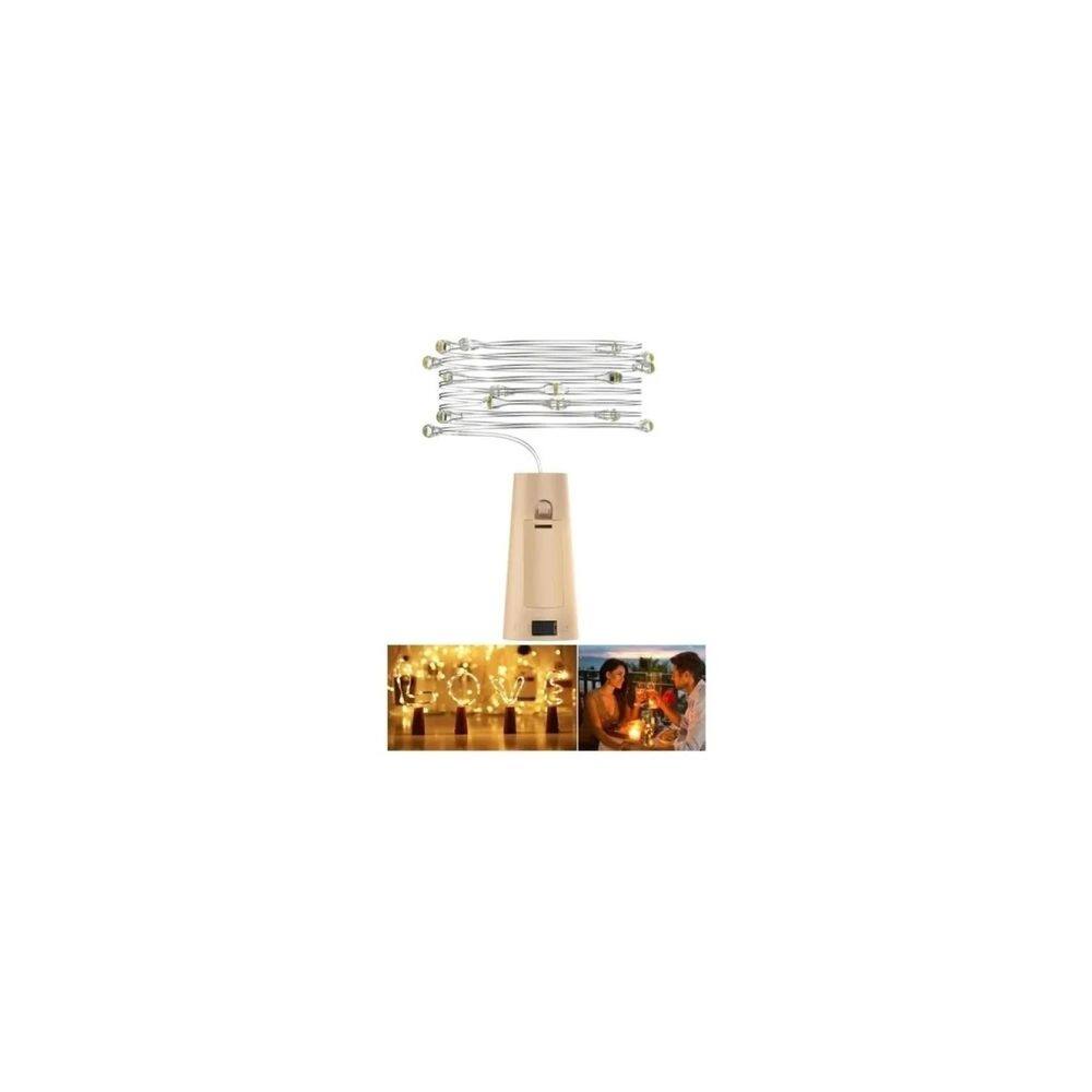 Decoração de casamento Fairy Lights Cork Wire Micro LED, branca quente