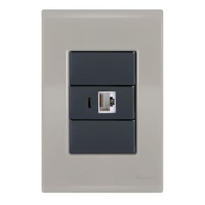 Conjunto 1 tomada rede rj45 - tramontina liz / grafite