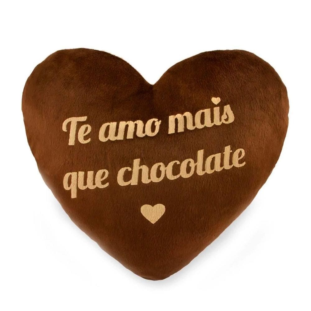 Coração De Pelúcia Chocolate 50Cm Dia Dos Namorados