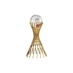 Ornamento de decoração: bola de vidro com suporte de ferro, 29 cm, minimalista