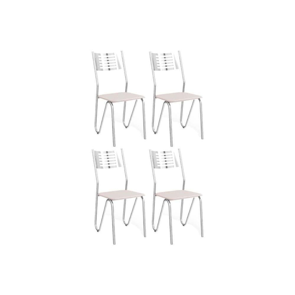 Cadeira Sala de Jantar Nápoles 4C045 Kit 4 Un Cromado/Courano Branco - Kappesberg
