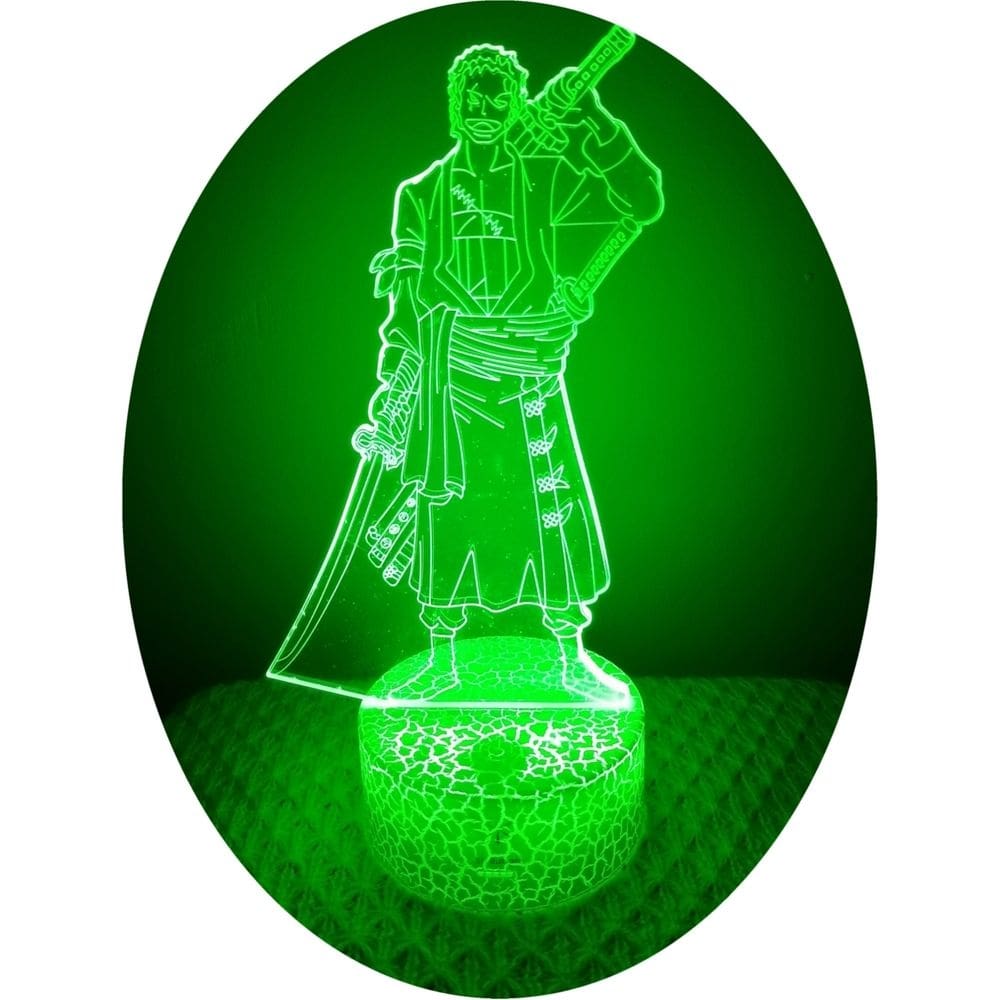Lâmpada de ilusão 3D Zoro Roronoa Muguiwara 7 cores LED