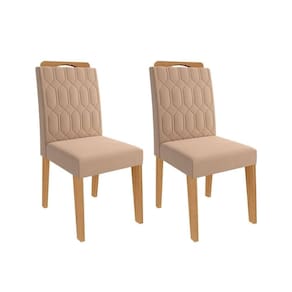 Cadeira Sala de Jantar Paola Wood Kit 2 Un Madeirado/Suede Nude Bege - Cimol