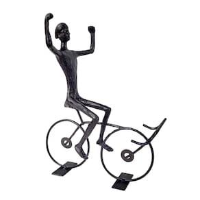 Escultura Ciclista Preto Decorativo 18X15X10Cm Minimalista