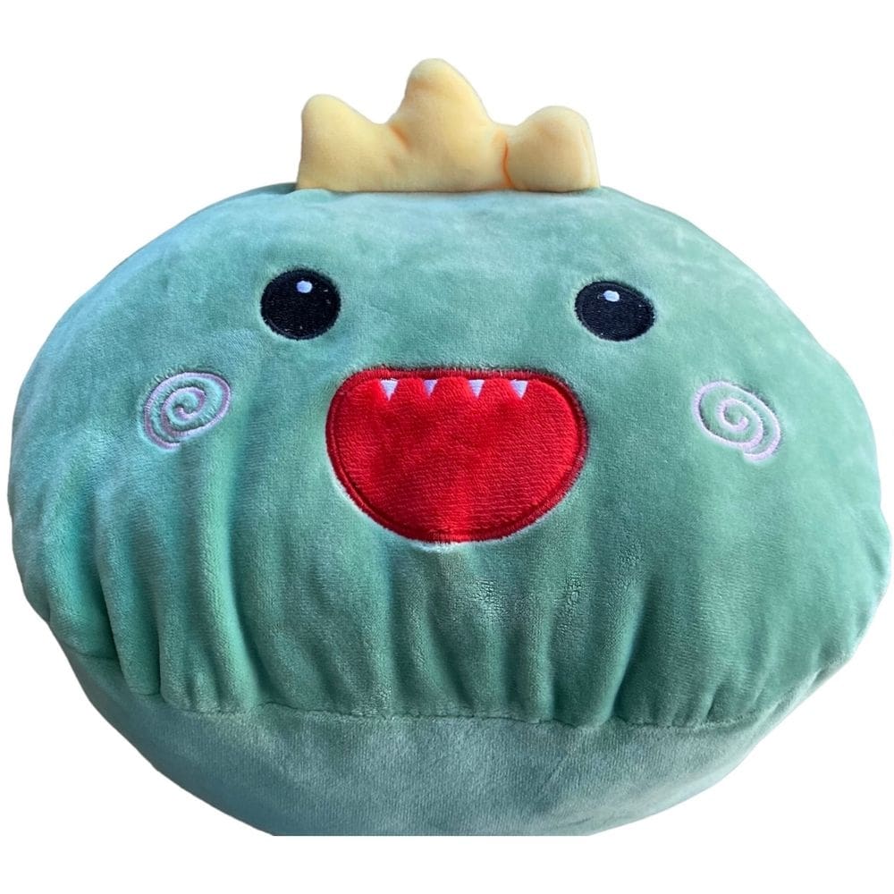 Almofada de brinquedo de pelúcia, aquecedor de mãos, Kawaii Green Monster