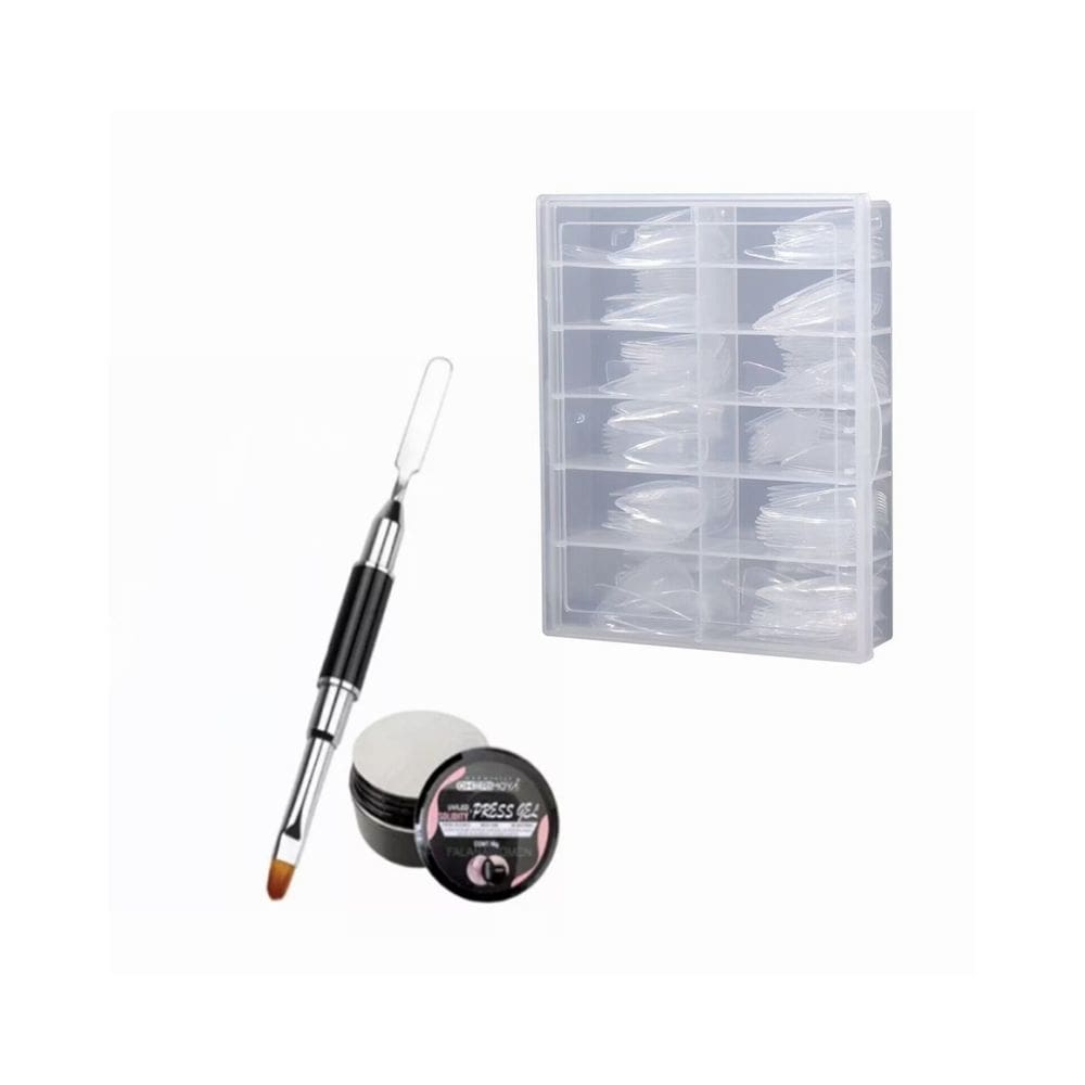 Kit de dicas para unhas + cola e pincel Soft Gel 120 unidades