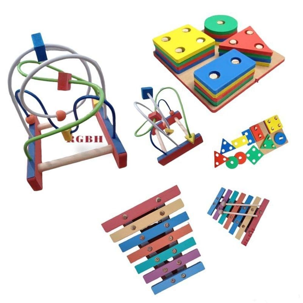 Kit brinquedo educativo madeira prancha + aramado + xilofone