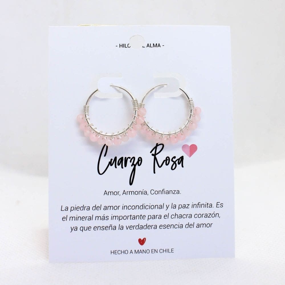 Brincos de prata 925 com pedra de quartzo rosa feitos à mão