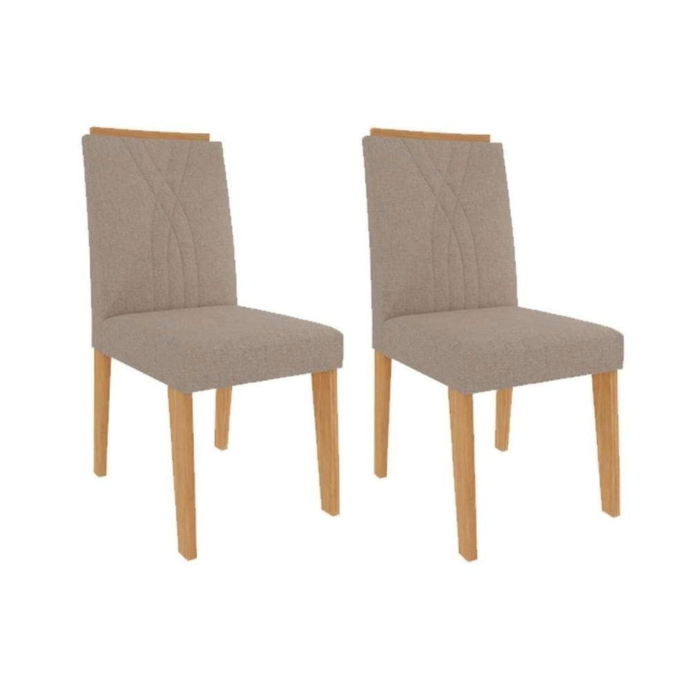 Cadeira Sala de Jantar Nicole Kit 2 Un Nature/Linho Bege - Cimol