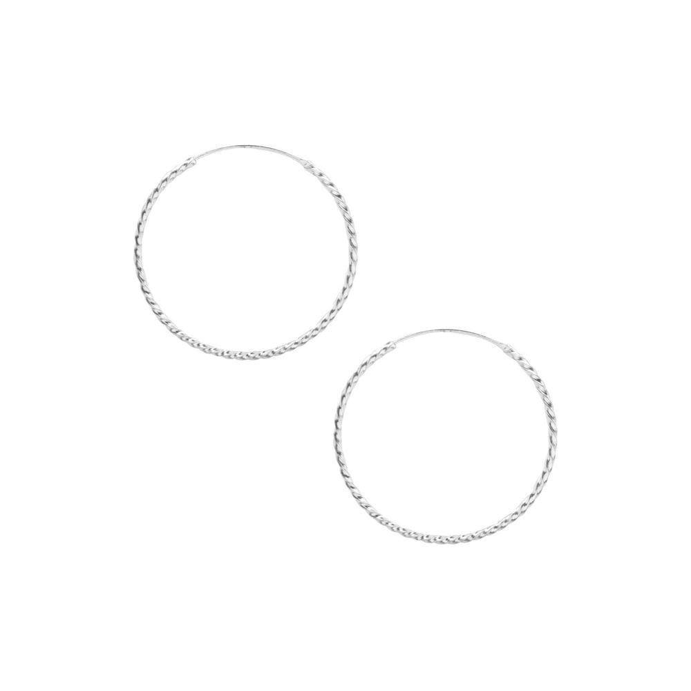 Brincos de argola em prata esterlina 925 torcida de 55 mm