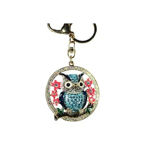 Chaveiro Sentinel Owl incrustado com cristais para mulheres