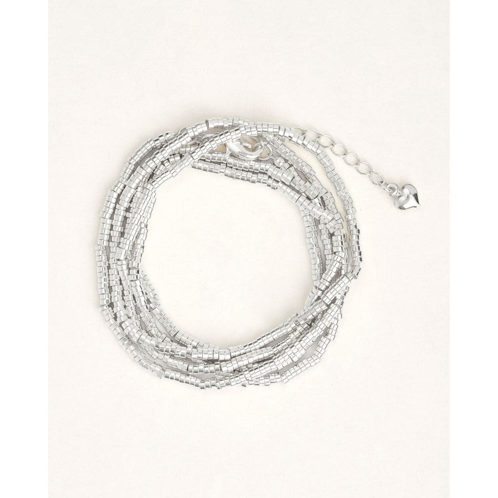 Pulseira Cantarina Jo feminina em bronze banhado a prata 80cm