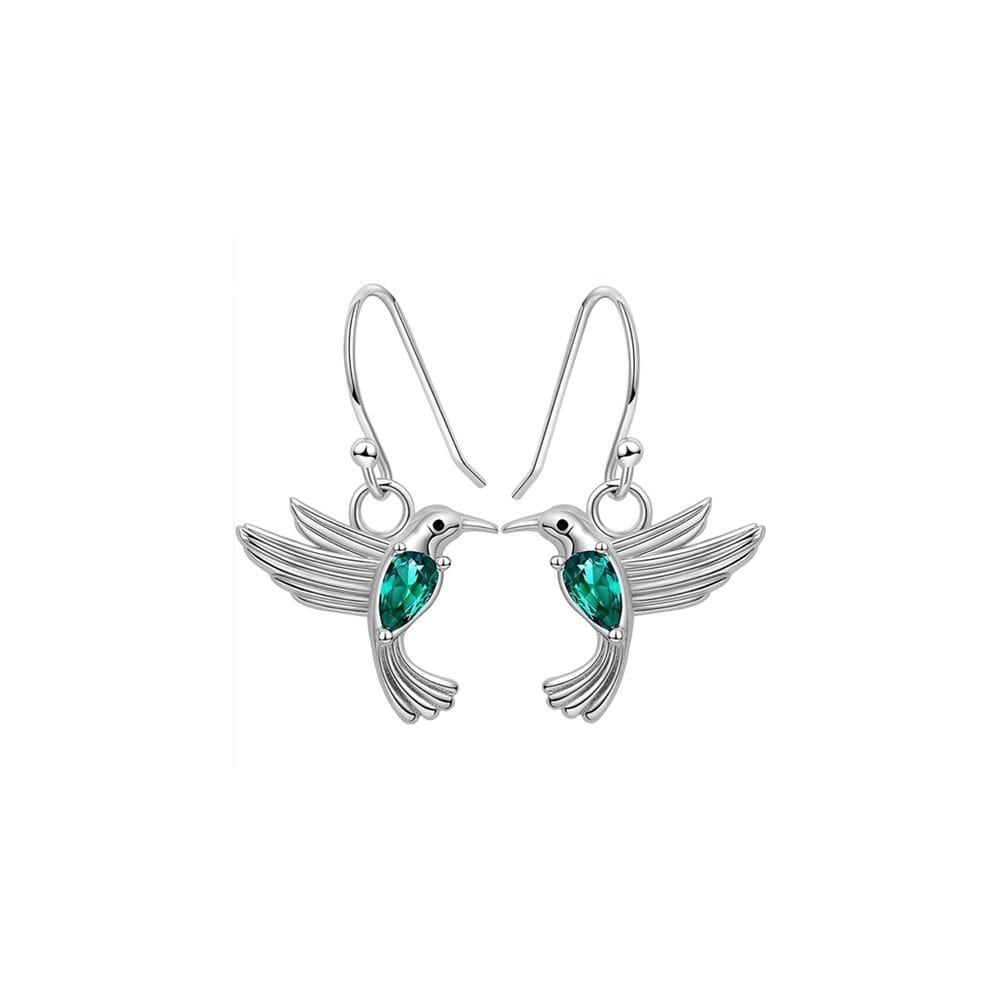 Brincos Hummingbird Hoops em prata 925 com zircão esmeralda
