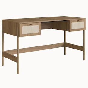 Escrivaninha Oslo Artesano 139 Cm (largura) Em Mdp Palha Natural Cor Mel Base Madeira