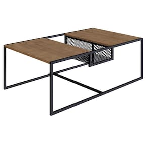 Mesa De Centro Industrial York Artesano Retangular 100 Cm (Largura) Em Mdp Vermont Aço Preto