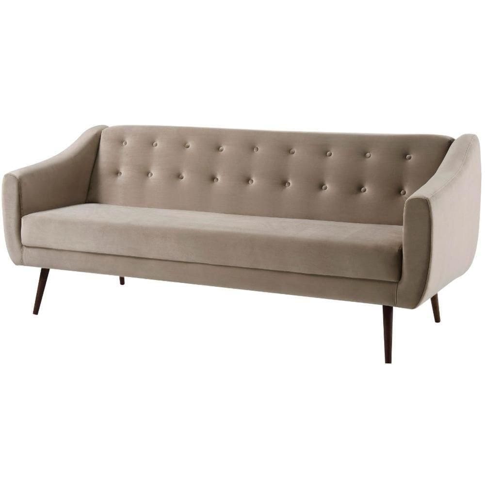 Sofá-Cama 3 Lugares Retrô Mimo Botonê Daf Móveis 210 Cm Madeira Eucalipto Veludo Fendi Base Madeira