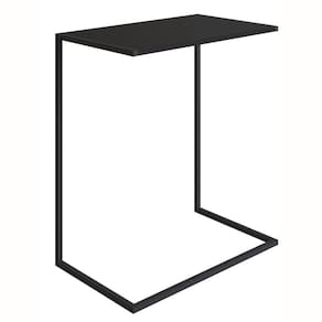 Mesa Lateral Apoio Sofá Steel Quadra Industrial Artesano 58 Cm Mdp Preto Estrutura Em Aço Preto