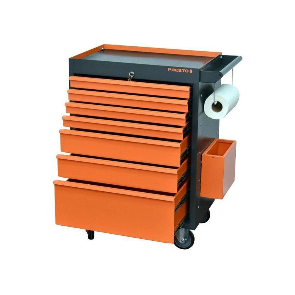 Carro Para Ferramentas Profissional 7 Gavetas Cinza E Laranja 250kg Presto