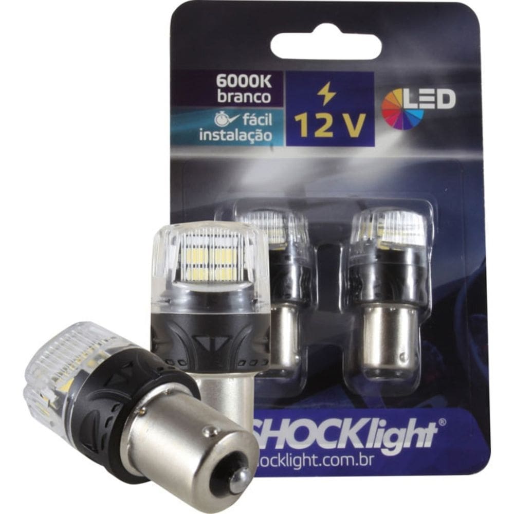 Par Lâmpada Led 1 Polo Branca 1156 16 Leds Shocklight 12V - SLL-121156-BC