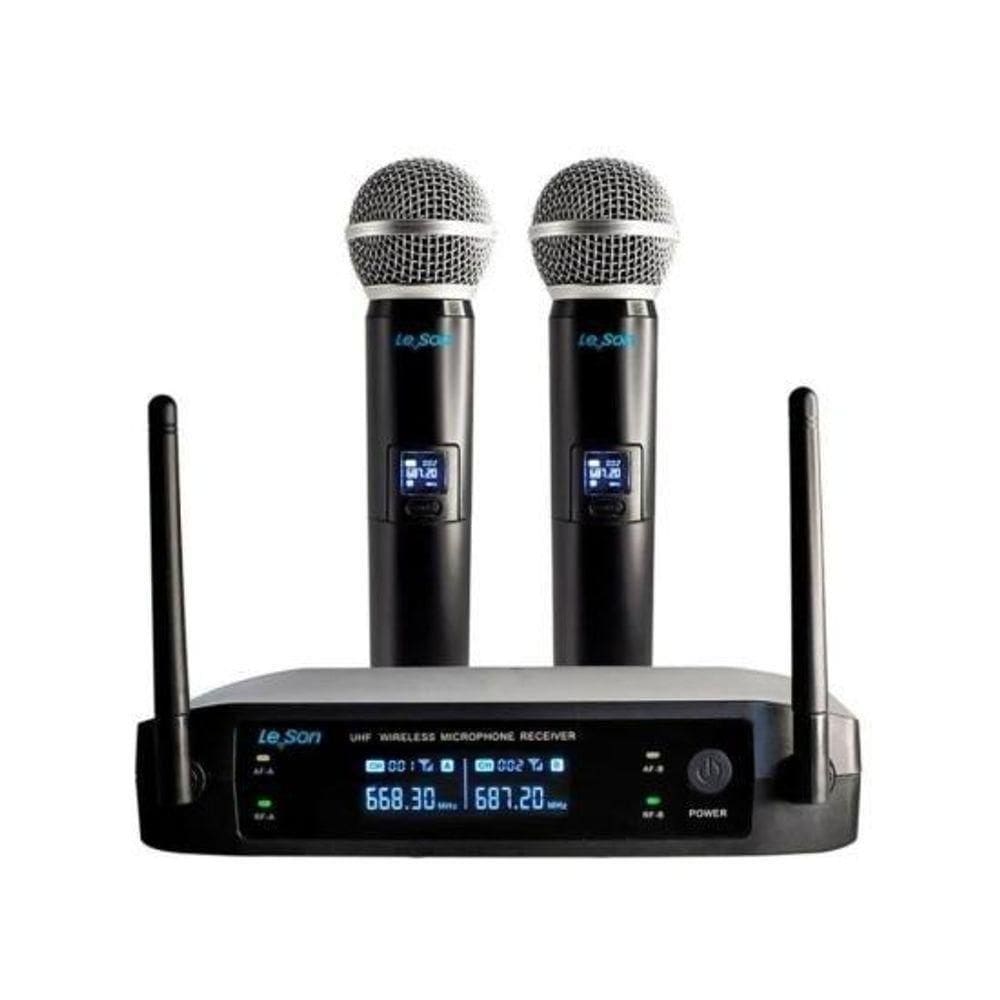 Microfone Sem Fio Leson Ls902 Duplo Plus Digital Preto [f002]