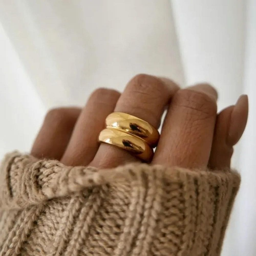 Anel de casamento banhado a ouro 18K para mulheres