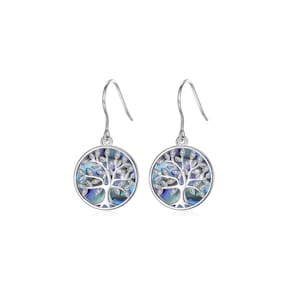 Brincos Tree of Life com pingente Nacre Stone em prata 925