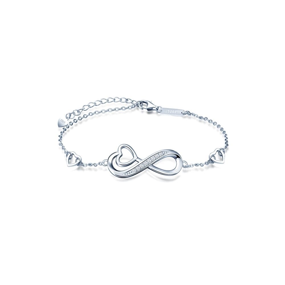 Pulseira Infinity em prata 925 banhada a ródio para mulheres