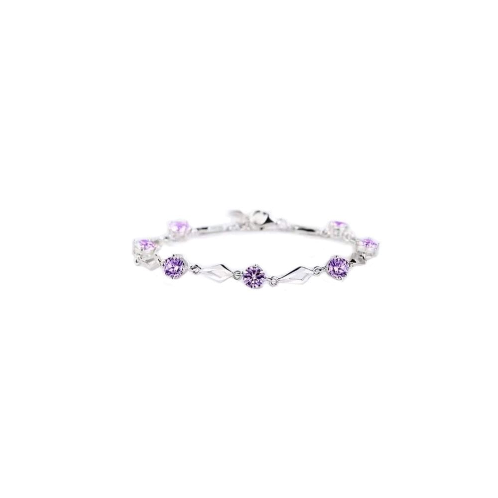Pulseira de prata fina 925 com ametista lilás roxa