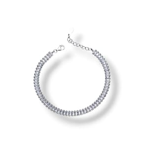 Pulseira: prata, baguete, zircão, 19,5 cm, prata esterlina