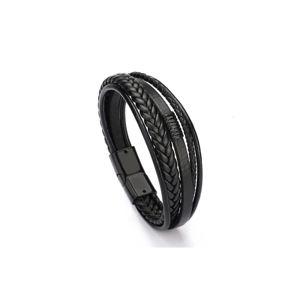 Pulseira de couro ecológico com fecho magnético moderno e elegante preto