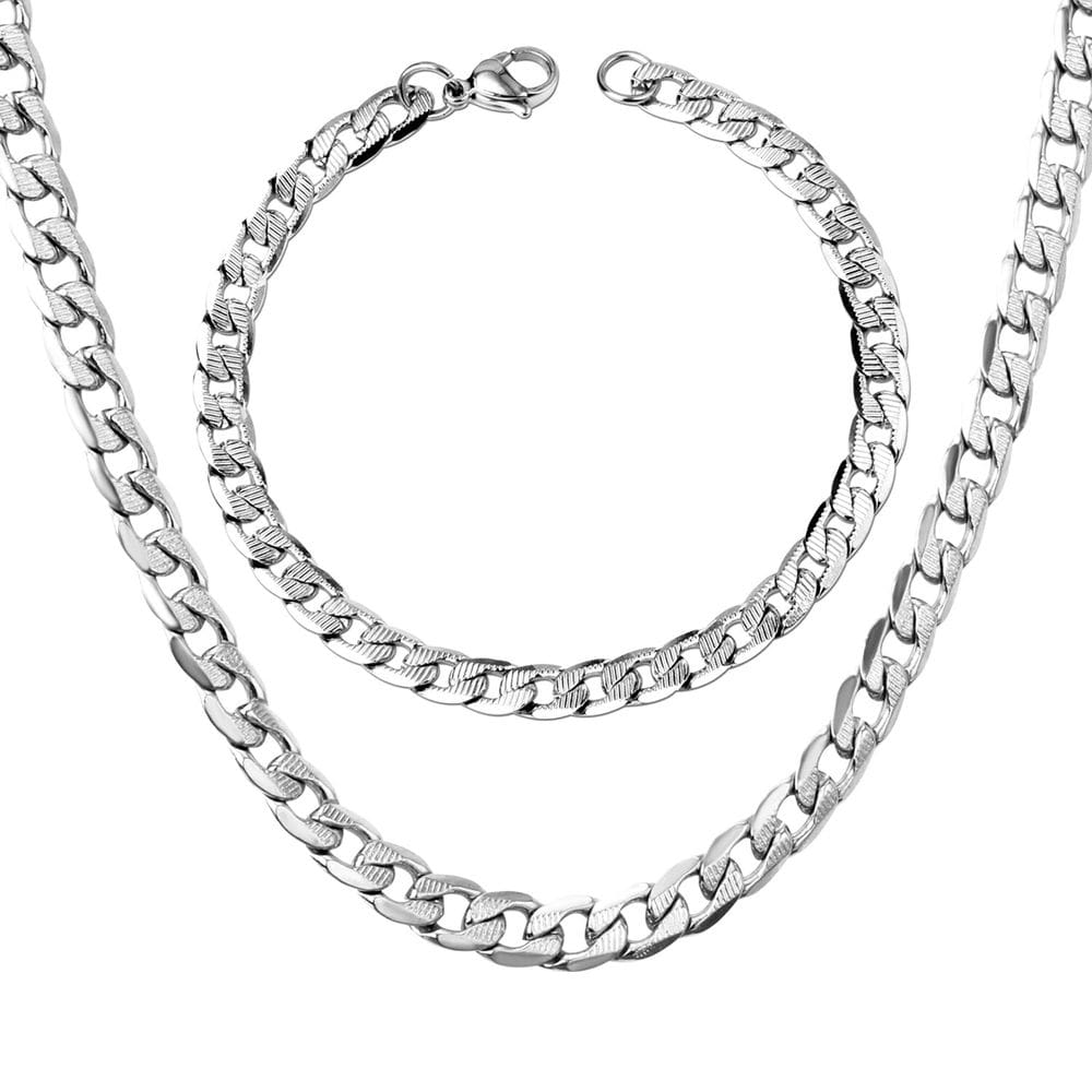 Conjunto de pulseiras de aço cirúrgico de 50 cm + 22 cm para homens