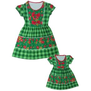 Vestido Tal Mãe Tal Filha Temático Estampado Festa Junina Verde